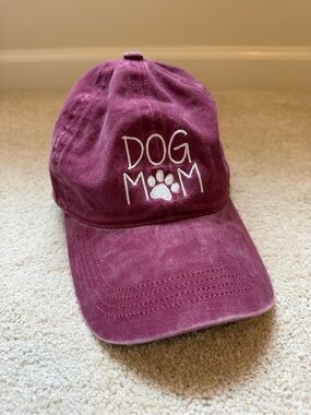 Dog Mom David & Young Embroidered Baseball Cap - Burgundy 100% Cotton